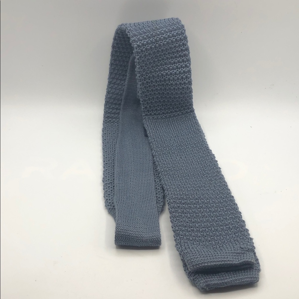 VTG Land’s End Knit Skinny Square End Tie Grey Cotton Extra long. Made In USA
